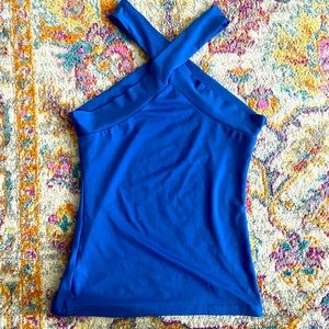 Blue Stretchy Criss Cross Top